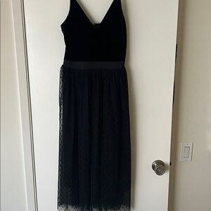 EXPRESS 💕 Black Velvet and sheer polkadot Dress Sz S